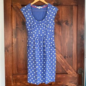 Boden baby blue polka dot dress with pockets